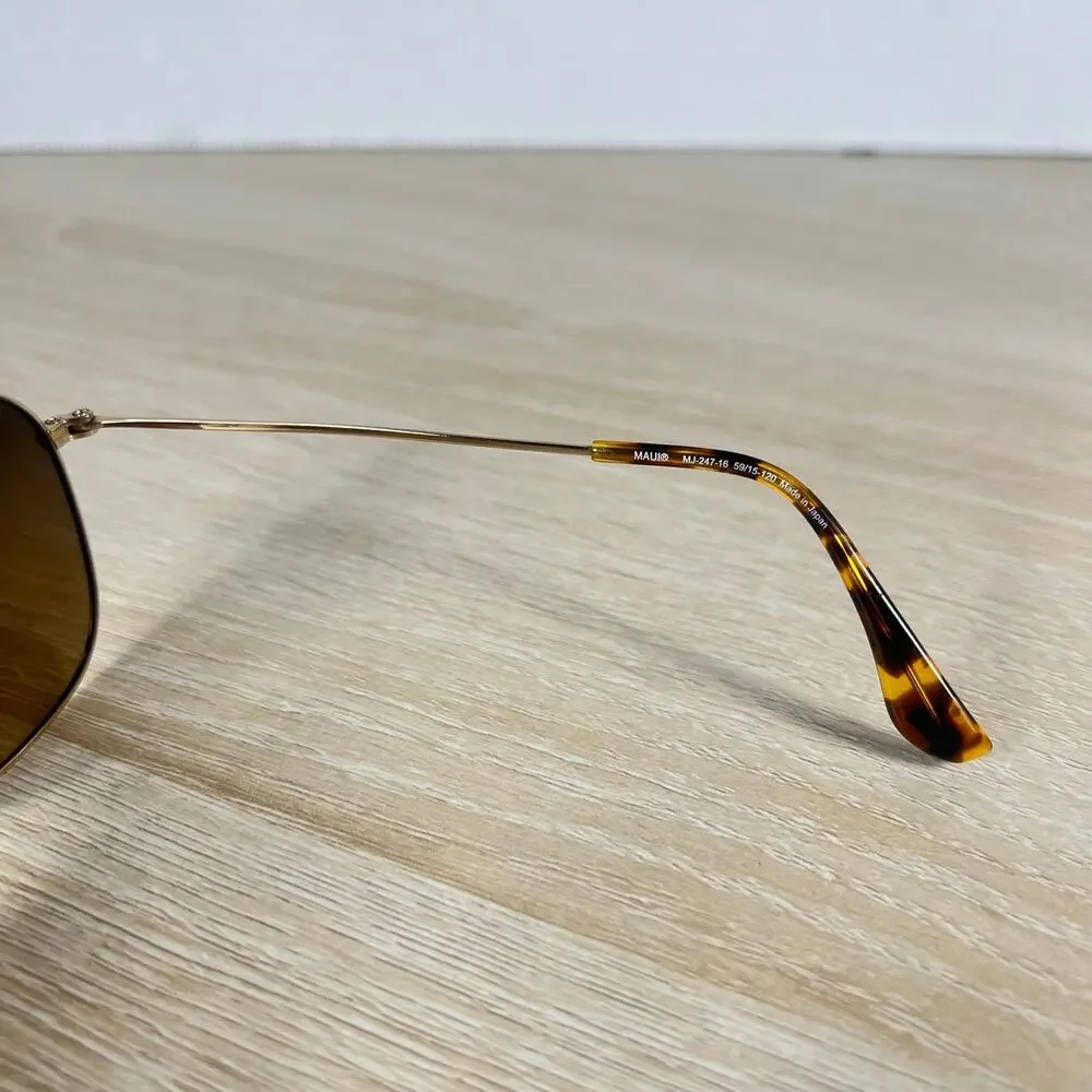 Maui Jim Cliff House MJ-247-16 Titanium Silver Sunglasses 59-15-120 Gold Aviator